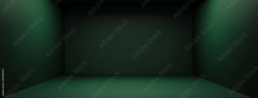 Presentation wall and floor painted green, banner displayed Presentation wall and floor painted green, banner displayed