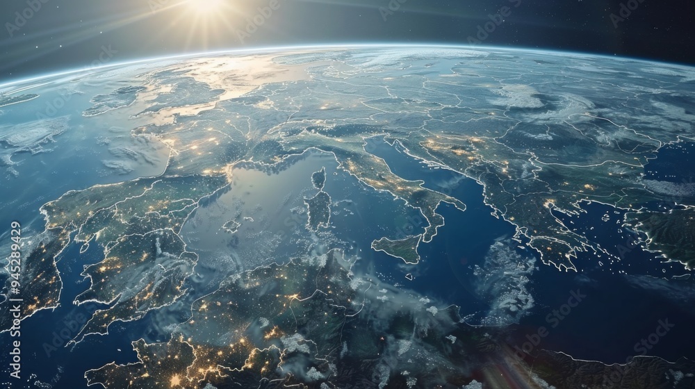 Sunrise Over Europe From Space Sunrise Over Europe From Space