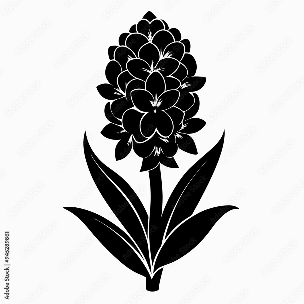 Hyacinth flower Black silhouette Hyacinth flower Black silhouette