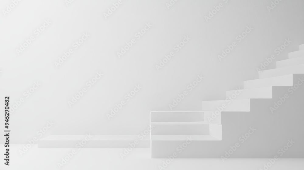 Product display white background and copy. Perspective studio photography stand for banner mock-up. White countertop backdrop, business presentation, 3D render. Product display white background and copy. Perspective studio photography stand for banner mock-up. White countertop backdrop, business presentation, 3D render.