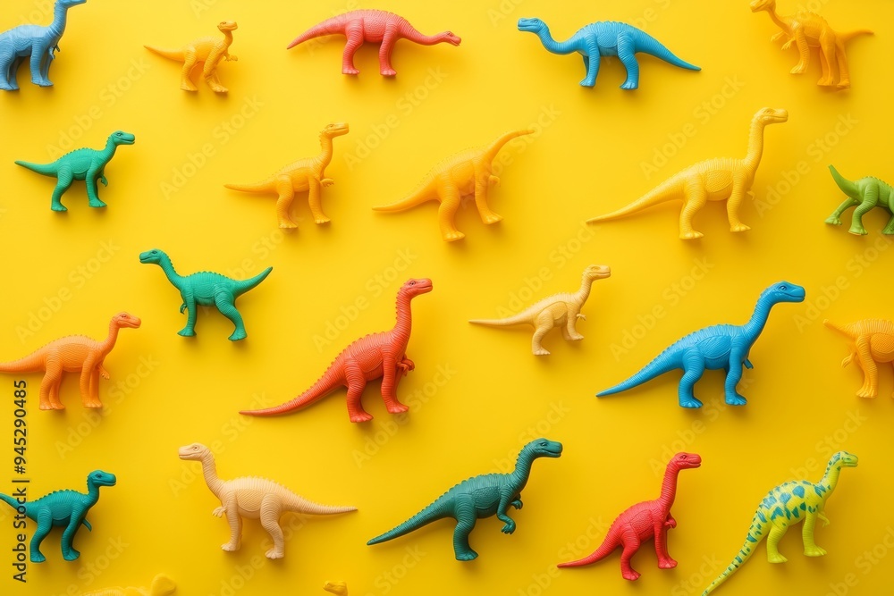 Various animal toys against a colorful backdrop Various animal toys against a colorful backdrop