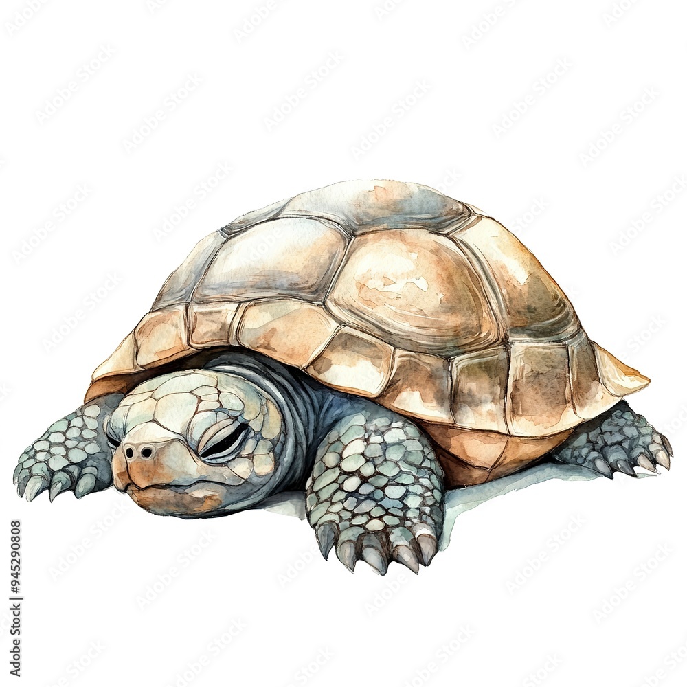 Obraz premium watercolor Cute Tortoise is Sleeping. on white background 