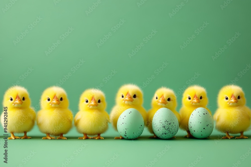 An easter chicken and egg decoration on a green background An easter chicken and egg decoration on a green background