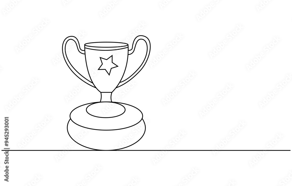 Winner Cup Continuous Line Icon, Winner trophy continuous one line icon drawing. Award trophy cup single line vector illustration in doodle style. Champions celebration contour linear sign design Winner Cup Continuous Line Icon, Winner trophy continuous one line icon drawing. Award trophy cup single line vector illustration in doodle style. Champions celebration contour linear sign design