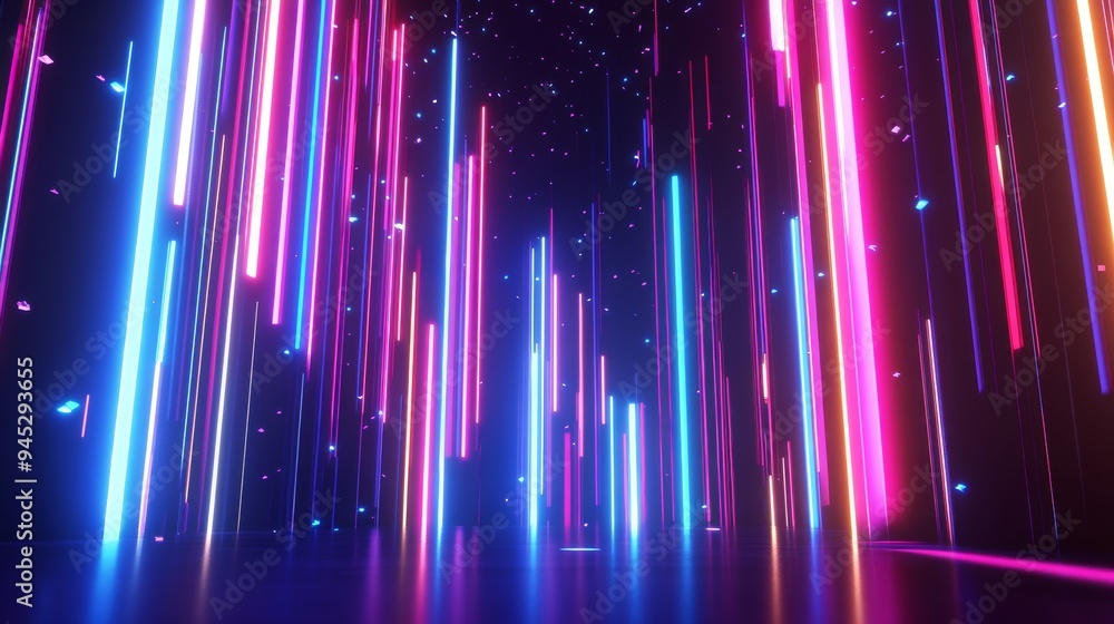 A futuristic wallpaper with neon pink and blue in 3D. A futuristic wallpaper with neon pink and blue in 3D.