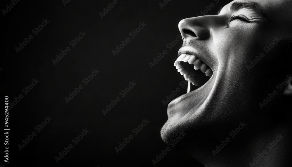 An expressive individual passionately shouting into the void, capturing a moment of intense emotion against a dramatic background. An expressive individual passionately shouting into the void, capturing a moment of intense emotion against a dramatic background.