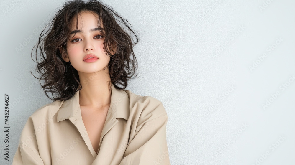 Asian fashion model with clean skin and elegant style. Asian fashion model with clean skin and elegant style.