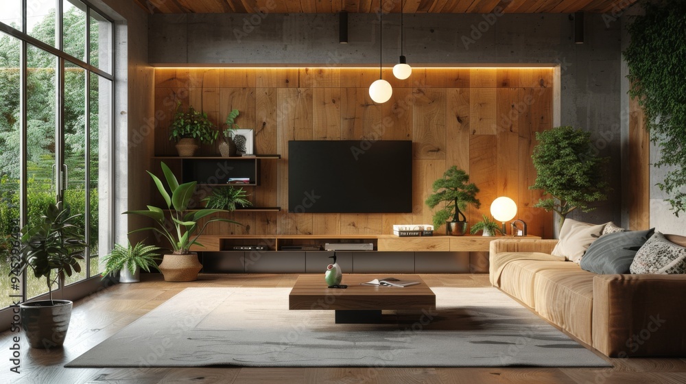 Modern Living Room with Natural Elements Modern Living Room with Natural Elements