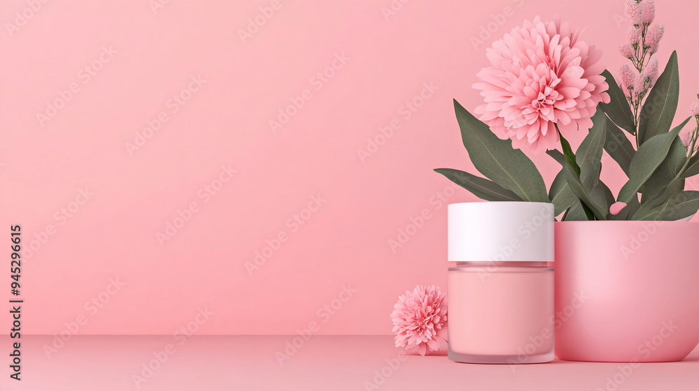 Pink Flower Cosmetic Mockup. Pink Flower Cosmetic Mockup.