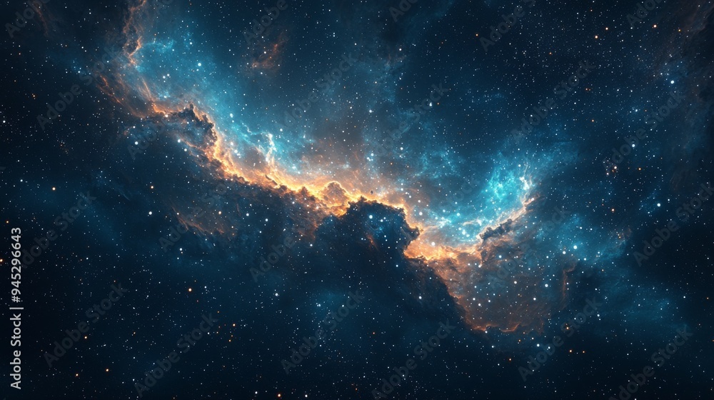 Fototapeta premium Abstract cosmic background with swirling star formations and deep space elements