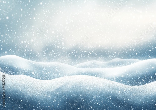 Snowfall blankets a serene landscape with swirling winds on a winter day