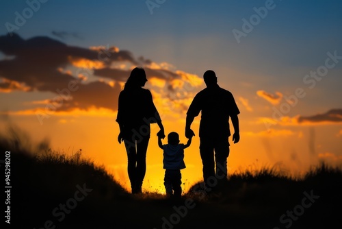 Family Silhouette at Sunset