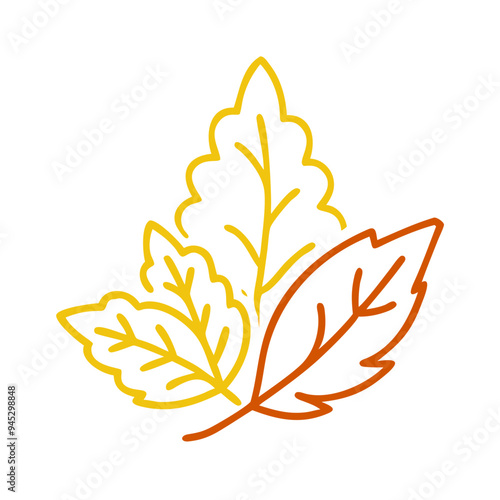 Autumn Leaves Illustration in Orange and Yellow Line Art Style for Fall and Seasonal Concepts