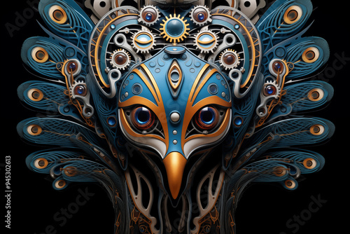 Steampunk Peacock Mask  Geared  Mechanical  Fantasy Art