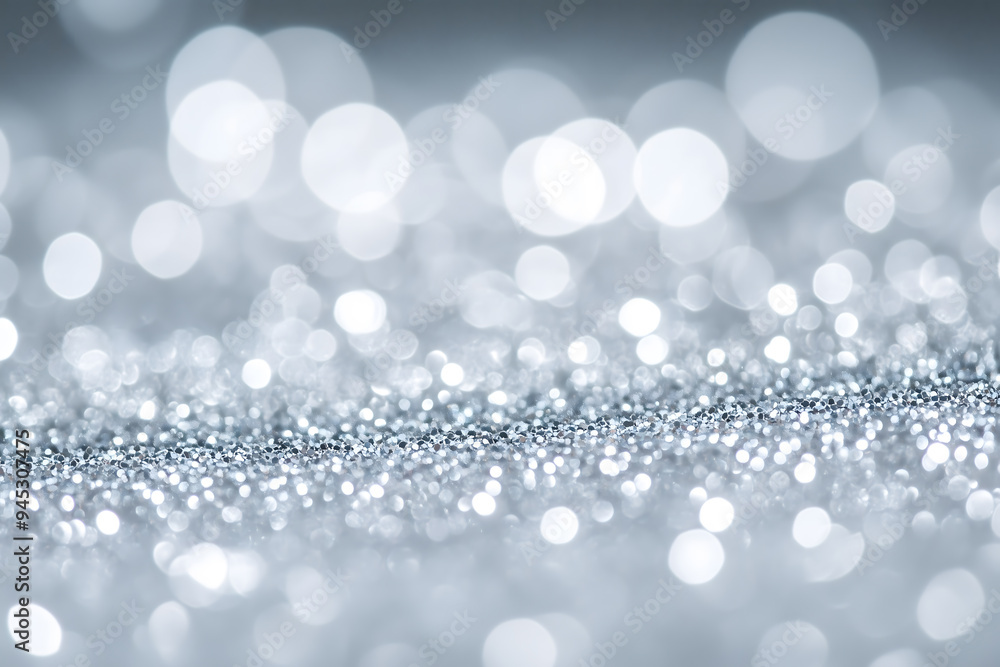 Close up sparkling silver glitter texture background. Generative Ai.