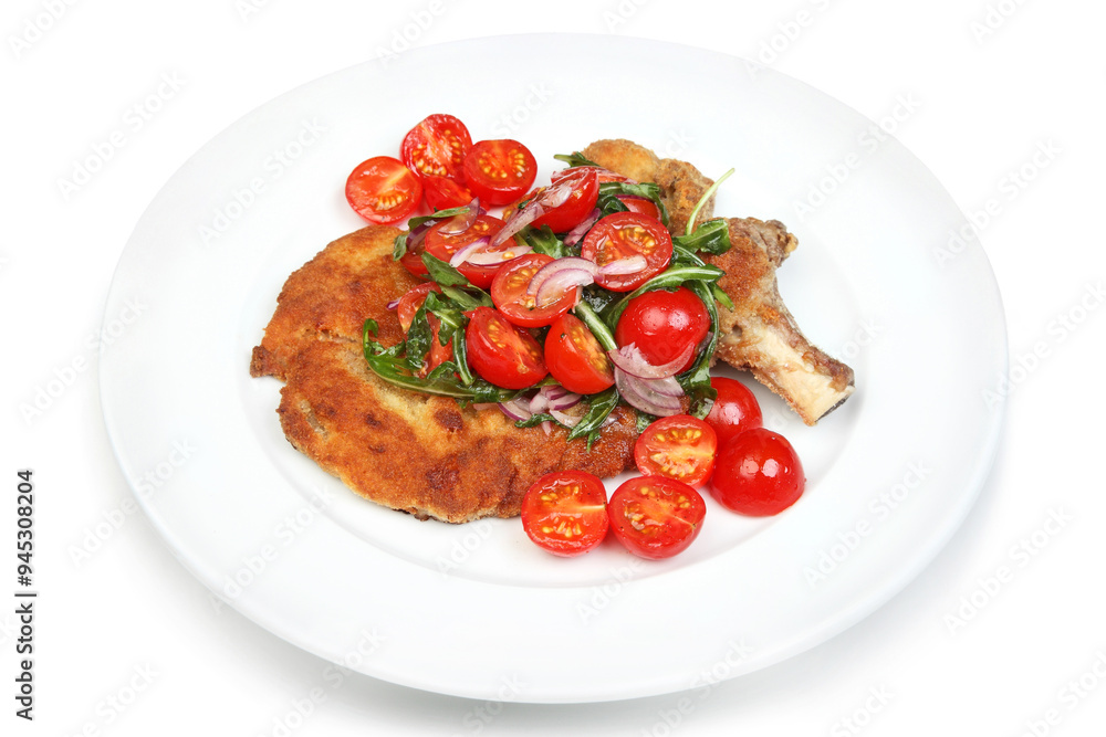 Grilled Pork Chop with Cherry Tomatoes and Salad Grilled Pork Chop with Cherry Tomatoes and Salad