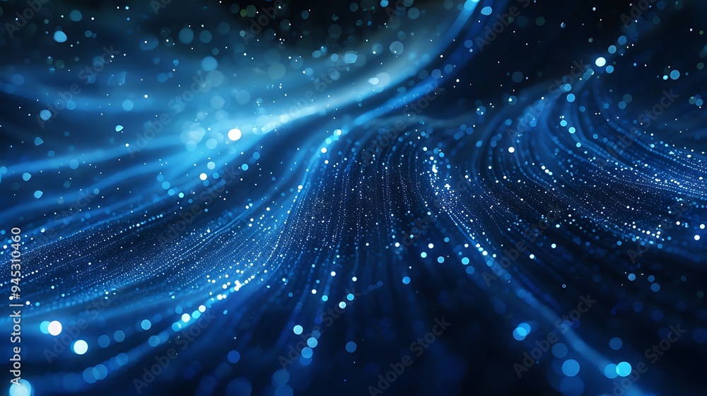 Obraz premium Abstract Blue Waves and Particles