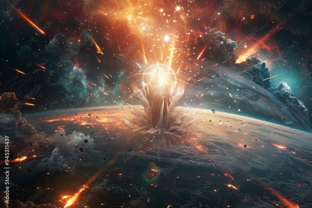 A nebula’s cosmic dust, ignited by a supernova’s fiery sparks, paints a surreal, fractal pattern across the vast expanse of deep space A nebula’s cosmic dust, ignited by a supernova’s fiery sparks, paints a surreal, fractal pattern across the vast expanse of deep space