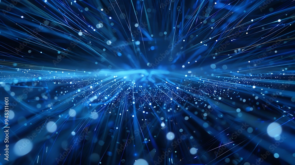 Fototapeta premium Abstract Blue Waves and Particles