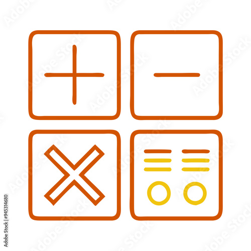 Math Symbols Icon in Orange and Yellow Tones