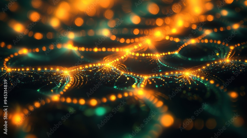 Captivating abstract pattern of glowing orbs and lines, creating a mesmerizing effect of light and movement. Captivating abstract pattern of glowing orbs and lines, creating a mesmerizing effect of light and movement.
