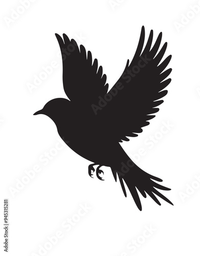 Black bird vector art illustration