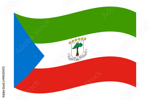 Vector illustration of wavy Equatorial Guinea flag on transparent background