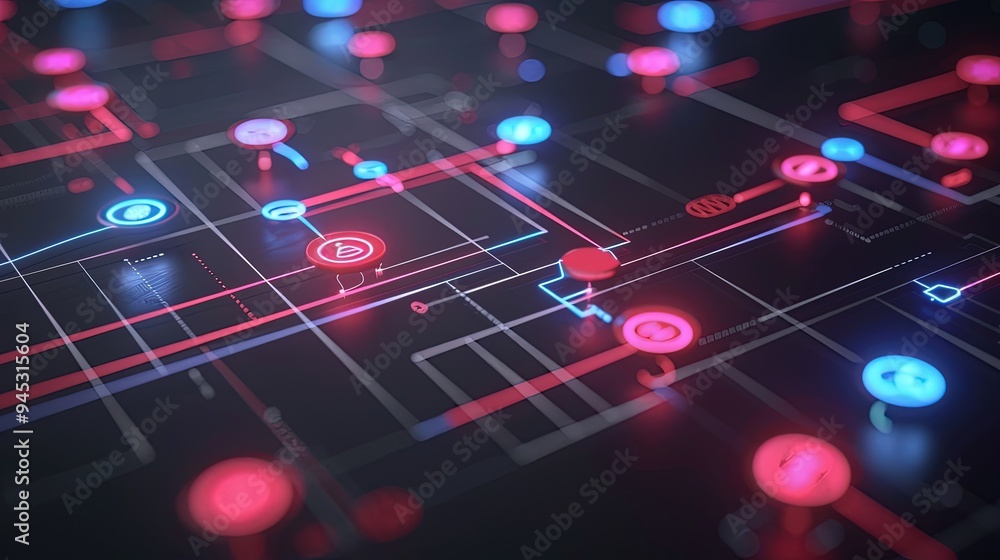Abstract Digital Art of a Futuristic Circuit Board in Shades of Blue and Pink Symbolizing Technology and Innovation Abstract Digital Art of a Futuristic Circuit Board in Shades of Blue and Pink Symbolizing Technology and Innovation