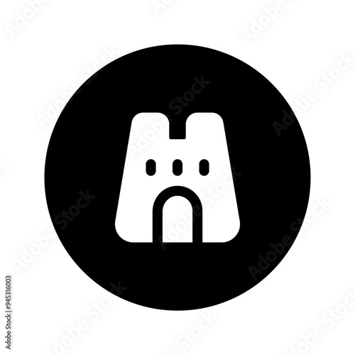 sand castle glyph circular icon