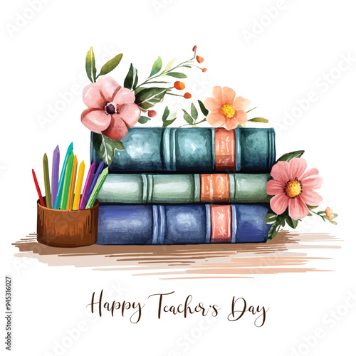 Beautiful happy teachers' day composition card design