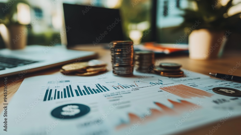 Close-up of a policy maker desk with economic data and charts, surrounded by global currency symbols, concept of fiscal strategy Close-up of a policy maker desk with economic data and charts, surrounded by global currency symbols, concept of fiscal strategy