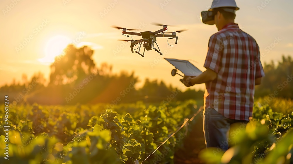 Aerial View of Tractor Working in a Field Aerial View of Tractor Working in a Field
