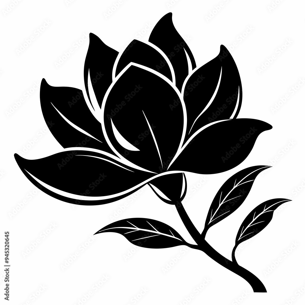 Magnolia flower Black silhouette Magnolia flower Black silhouette