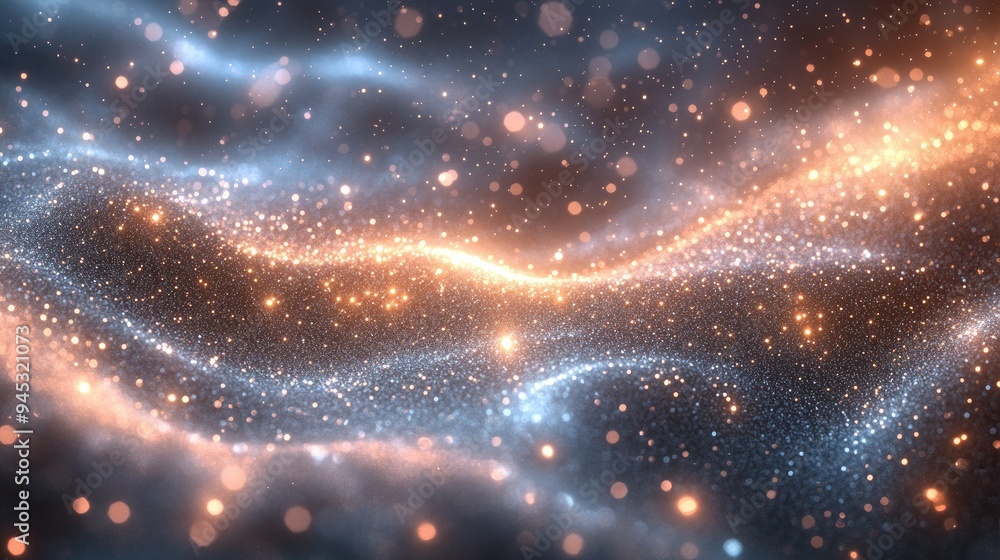 Obraz premium Silver sparkling background with dynamic light bursts