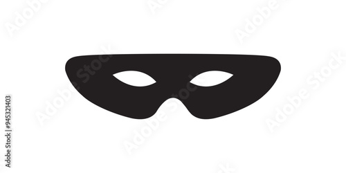 Superhero mask vector black icon. Silhouette hero cartoon character comic face. Flat black superhero costume design mask