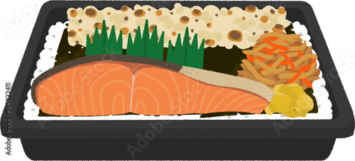 鮭弁当のイラスト