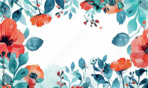 Watercolor floral background, frame, pattern, texture. For design, pastel colors