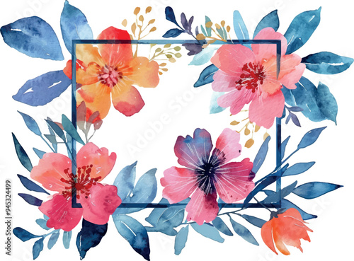 Watercolor floral background, frame, pattern, texture. For design, pastel colors