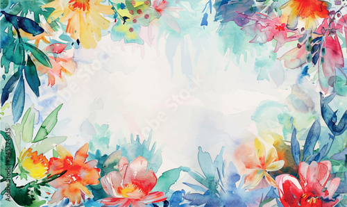 Watercolor floral background, frame, pattern, texture. For design, pastel colors