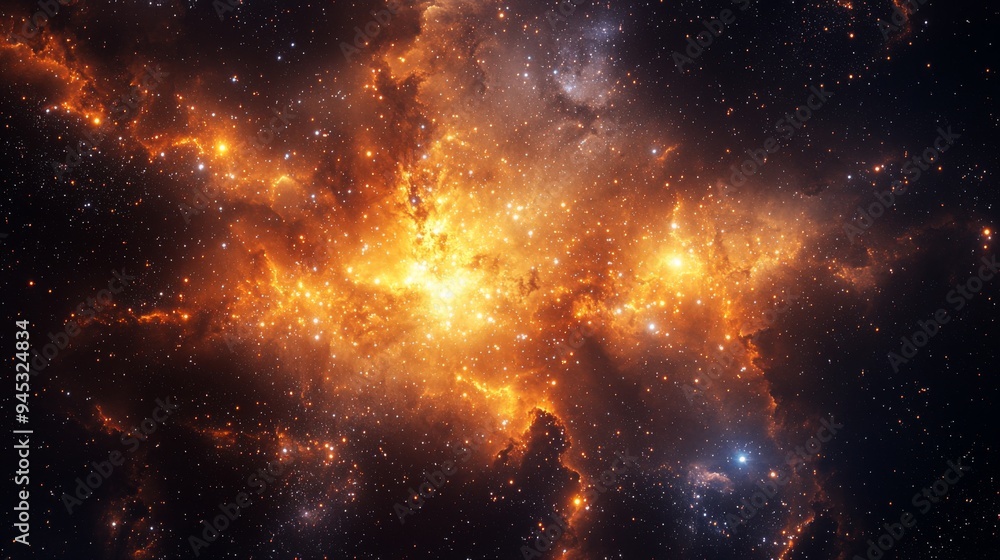 Naklejka premium Deep space with radiant star clusters and dark voids