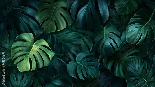 Wallpaper Mural backdrop with lush tropical leaf patterns Torontodigital.ca