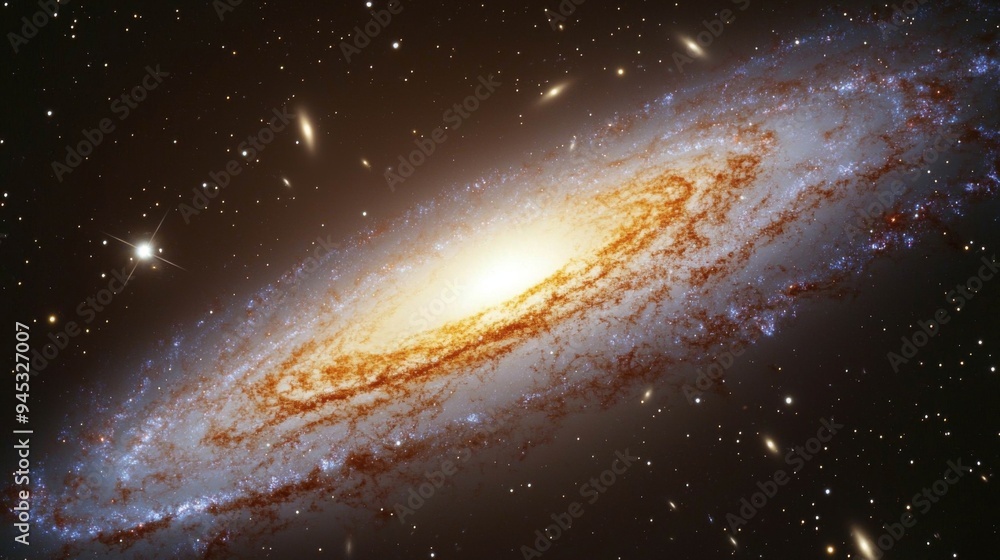 Fototapeta premium Elliptical Galaxy : Close-up of an elliptical galaxy with a bright central core and smooth star distribution