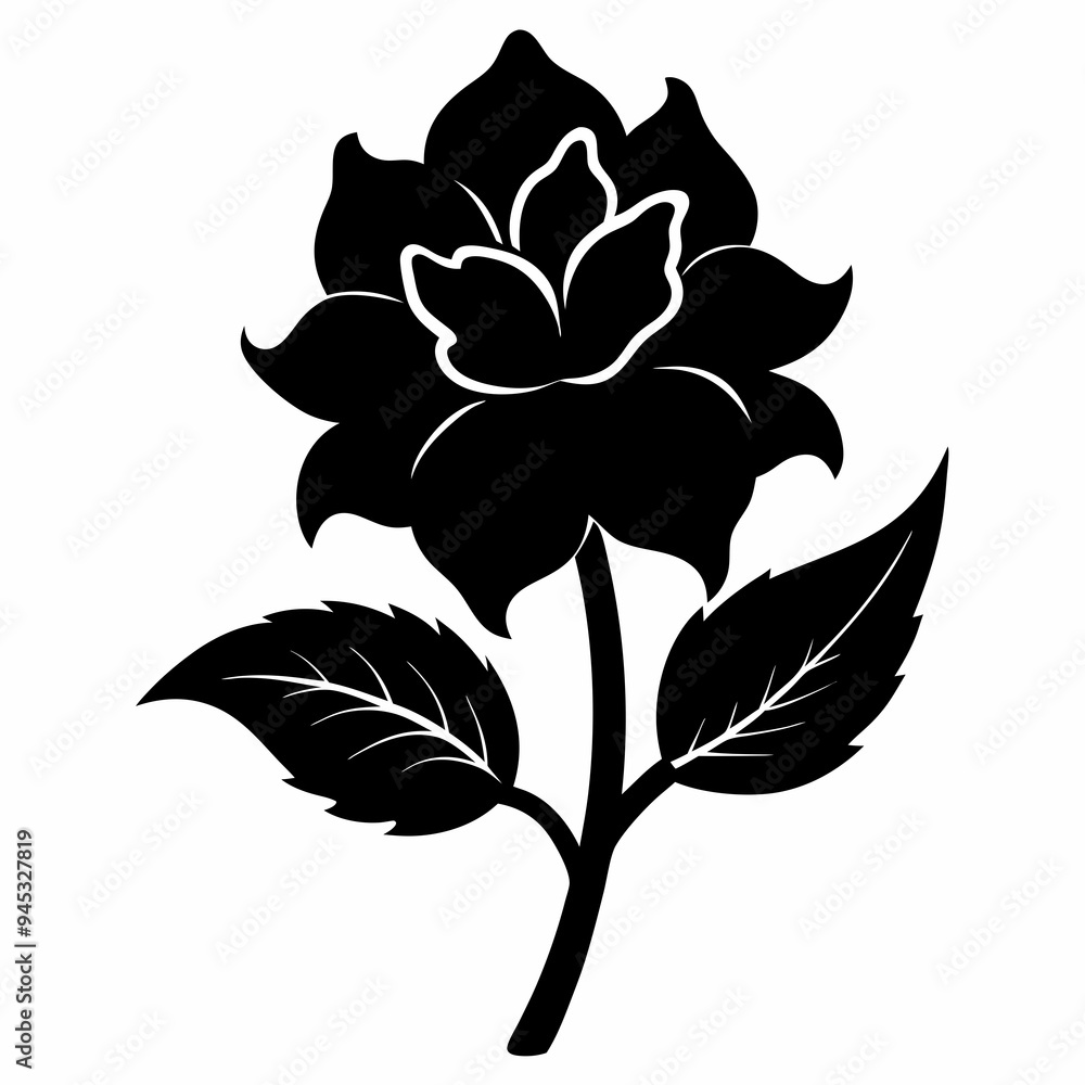 Balsam flower Black silhouette Balsam flower Black silhouette