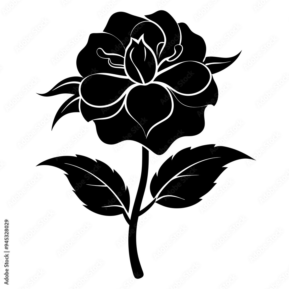 Balsam flower Black silhouette Balsam flower Black silhouette