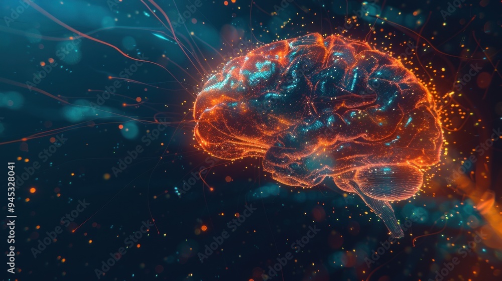 Glowing Brain with Connections. Glowing Brain with Connections.