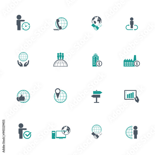 Universal business management and human resources icon set. Universal icons for web and mobile. Vector.	