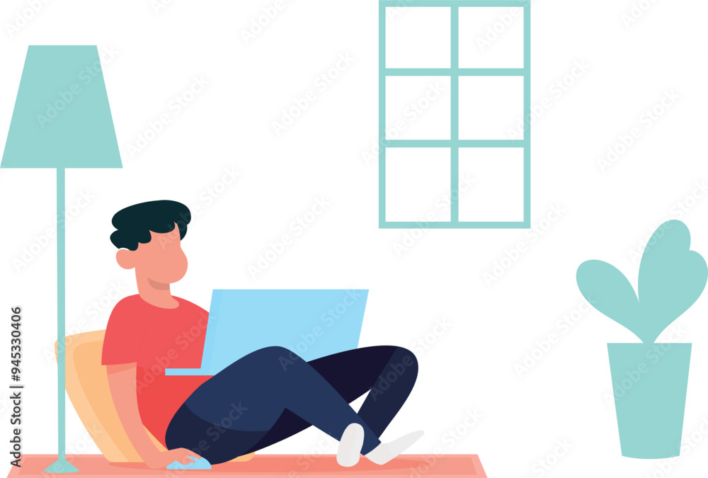 Fototapeta premium The boy is working from home.