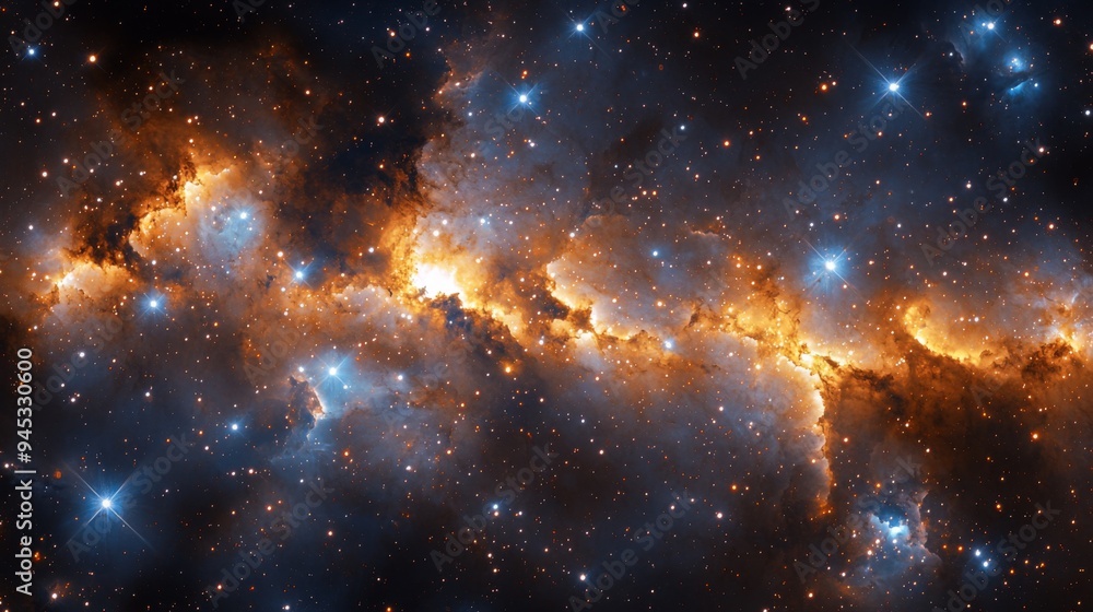 Naklejka premium Galactic Dust Clouds : High-resolution image of dark dust clouds within a galaxy, obscuring stars