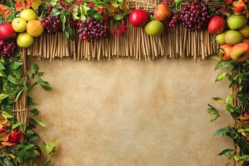 Festive fruit garland border with ample copy space