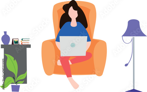 The girl is working from home.